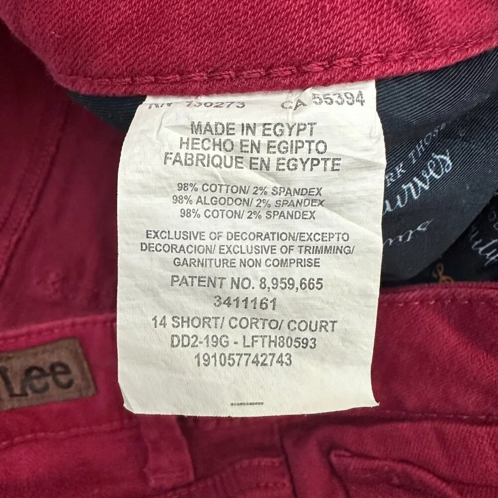 Lee Regular‎ Fit Straight Leg Mid Rise Women's size 14P Red Denim Jeans